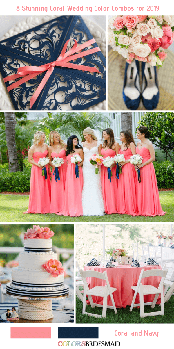 coral wedding colors 2019 coral and navy